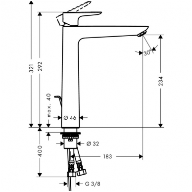 Hansgrohe maišytuvas praustuvui Talis E 240 71716990 1