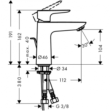 Hansgrohe maišytuvas praustuvui Talis E 110 71710670 1