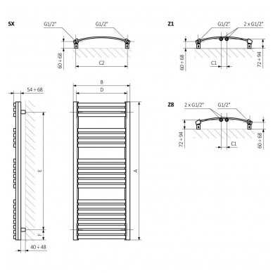 Rankšluosčių džiovintuvas Terma DEXTER 1220x400mm, dažytas 4