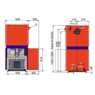 Granulinis katilas Kalvis K-8-20DG 20kW 1