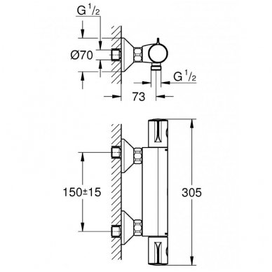 Grohe termostatinis maišytuvas dušui Grohtherm 800 34558000 1