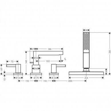 Hansgrohe 4 dalių maišytuvas voniai Finoris 76444670 1