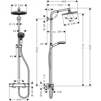 Hansgrohe dušo sistema Crometta S 240 1jet 27267000 1