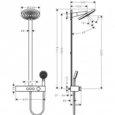 Hansgrohe dušo sistema Pulsify S 260 2jet 24240140 1