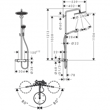 Hansgrohe dušo sistema Croma Select S 280 1jet 26890990 1