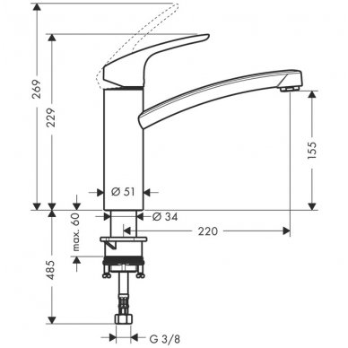 Hansgrohe maišytuvas plautuvei Focus M41 160, 31806000 1