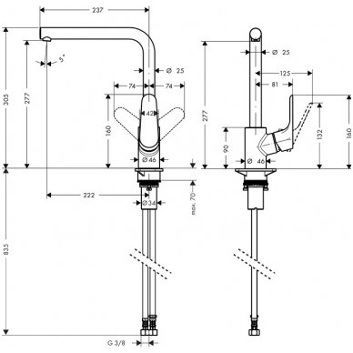 Hansgrohe maišytuvas plautuvei Focus M41 280, 31817000 1