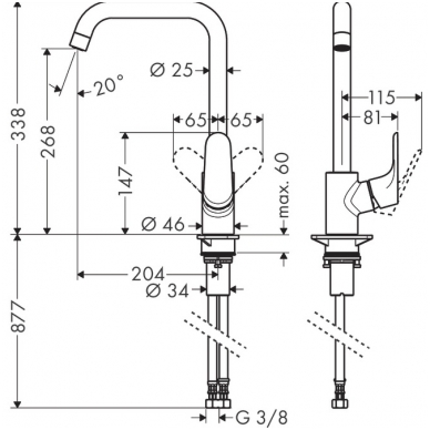 Hansgrohe maišytuvas plautuvei Focus 260 31820670 1