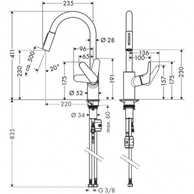 Hansgrohe maišytuvas plautuvei Focus M41 240, 31815800 2