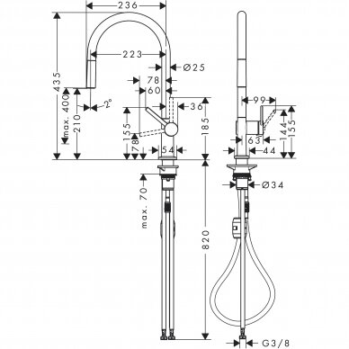 Hansgrohe maišytuvas plautuvei Talis M54 210 1jet, 72802000 1