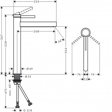 Hansgrohe maišytuvas praustuvui Finoris 260, 76070000 1