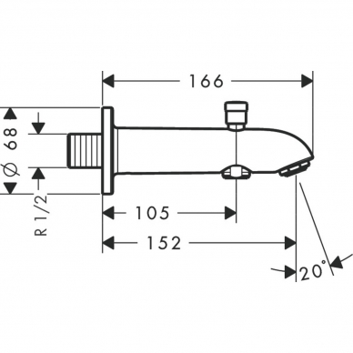 Hansgrohe vonios snapas 152mm su diverteriu 13423000 1