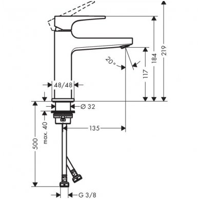 Hansgrohe maišytuvas praustuvui Metropol 32507000 1