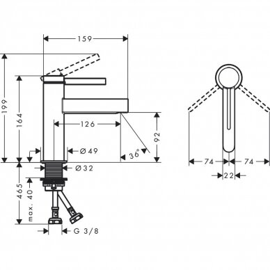 Hansgrohe maišytuvas praustuvui Finoris 100, 76010700 1