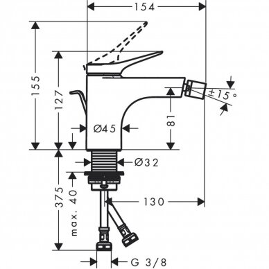 Hansgrohe maišytuvas bidė Vivenis, 75200000 1