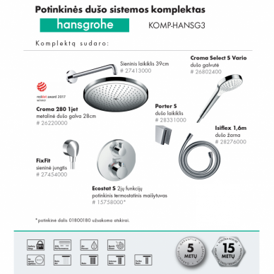 Hansgrohe potinkinės dušo sistemos komplektas "7in1"