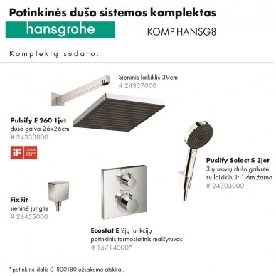 Hansgrohe potinkinės dušo sistemos komplektas HANSG8