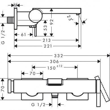 Hansgrohe maišytuvas voniai Tecturis E 73420140 1