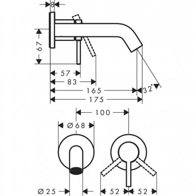 Hansgrohe sieninis praustuvo maišytuvas Tecturis S EcoSmart+ 16,5cm 73350670 1