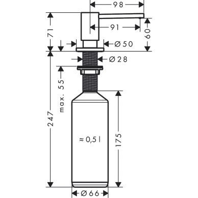 Hansgrohe skysto muilo dozatorius A41 500 ml. 40438000 1