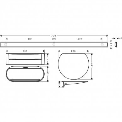 Hansgrohe vonios aksesuarų komplektas WallStoris 27966700 2