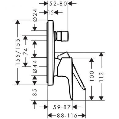 Hansgrohe vonios maišytuvo virštinkinė dalis Talis E 71745670 1