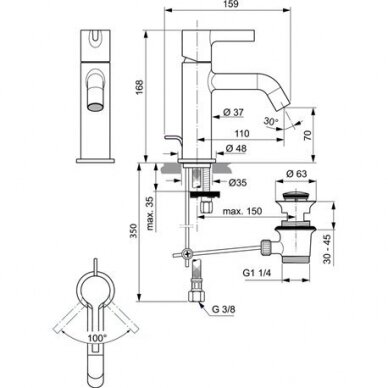 Ideal Standard maišytuvas praustuvui Joy BC775A5 1