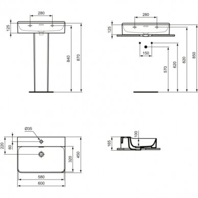 Ideal Standard praustuvas Conca 60x45cm su šlifuota apačia T381801 3