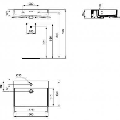 Ideal Standard praustuvas Extra 60x45cm T388901 2