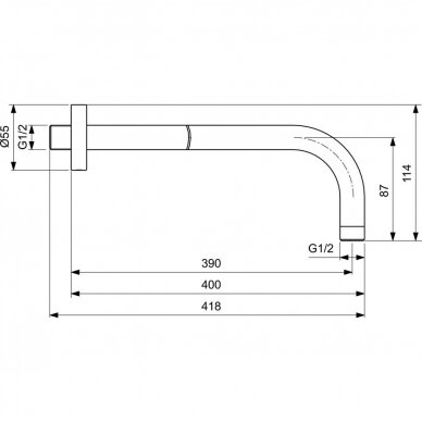 Ideal Standard sieninis dušo galvso išvadas 400mm B9445XG, juodos spalvos 1