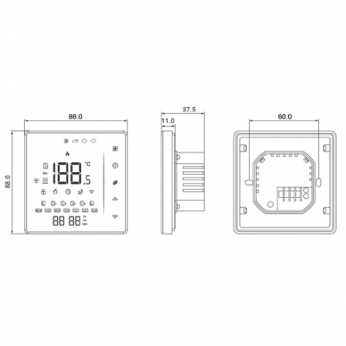 Konveka potinkinis laidinis patalpos termostatas TW 230/16B, WiFi 2