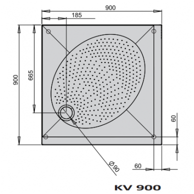 PAA akmens masės dušo padėklas ART KV 90x90 + panelis ir kojos 1