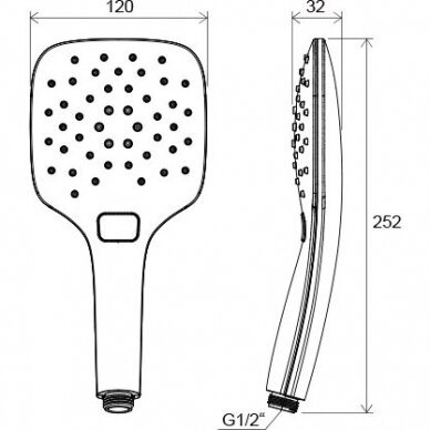 Ravak dušo galvutė Air, 3 funkcijų juoda,120 mm, 958.20 3