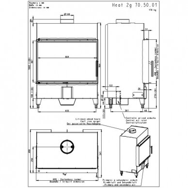 Romotop plieninis židinio ugniakuras KV HEAT H2Z01 1